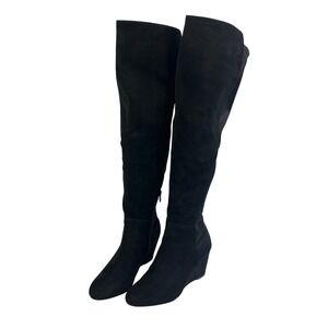 Zigisoho Black Suede Over The Knee Wedge Boots Womens 6 Streetwear